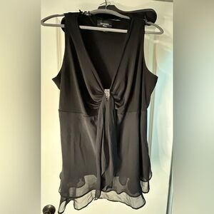 R&M Richards Woman Black V-Neck Cami Tank Top w/Sparkle 20W